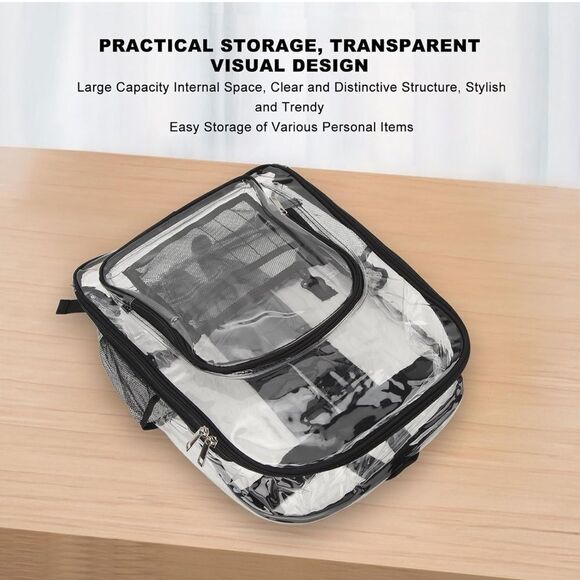 Clear Backpack  Zippered Bag - Picture 11 of 14